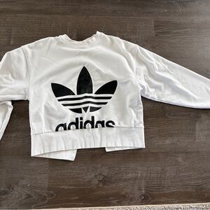 Adidas White Sweatshirt with Black Trefoil Logo